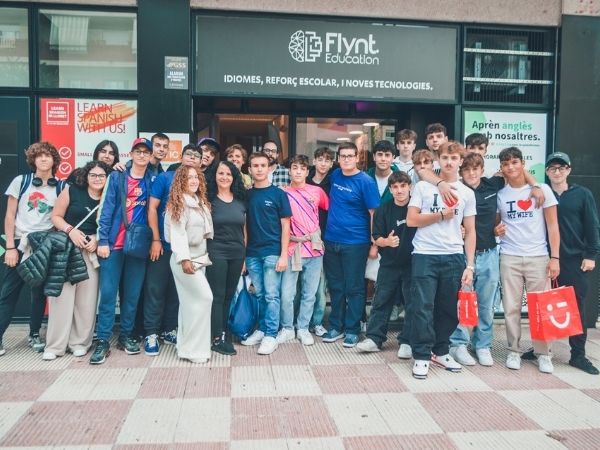 Students outside Flynt Education school